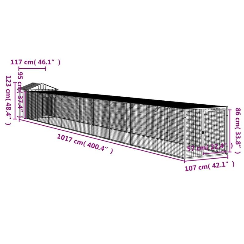 vidaXL Chicken Cage with Run Light Gray/Anthracite multisize Galvanized Steel