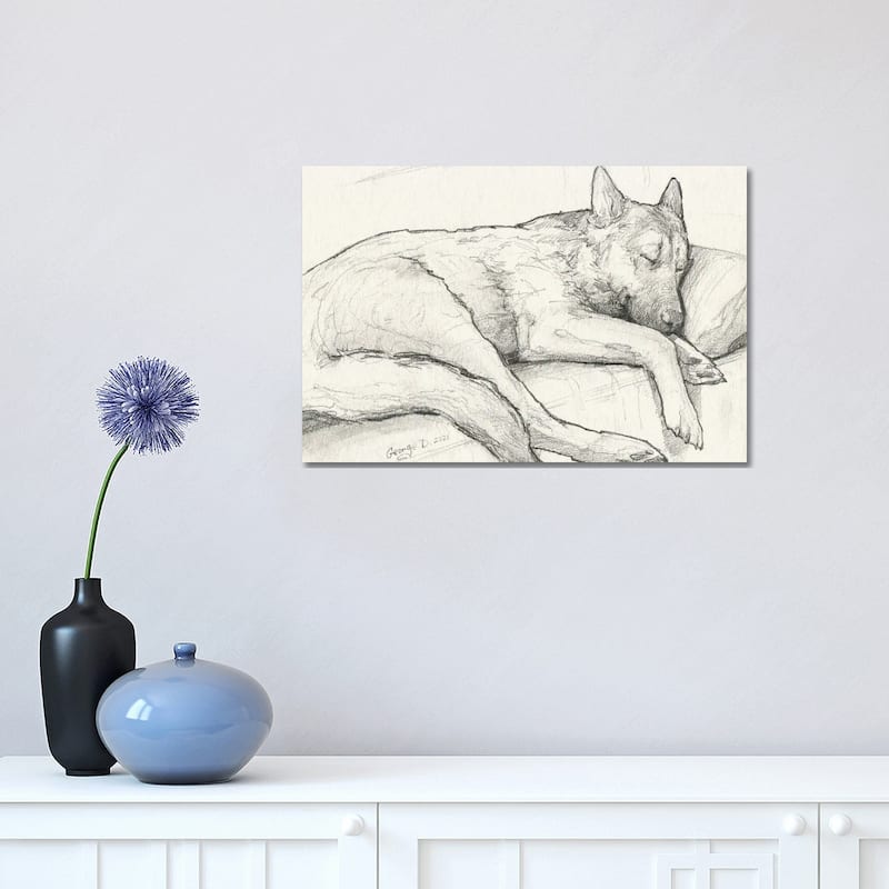 iCanvas "Sleeping German Shepherd Old Paper" by George Dyachenko Canvas Print - 12x18x1.5