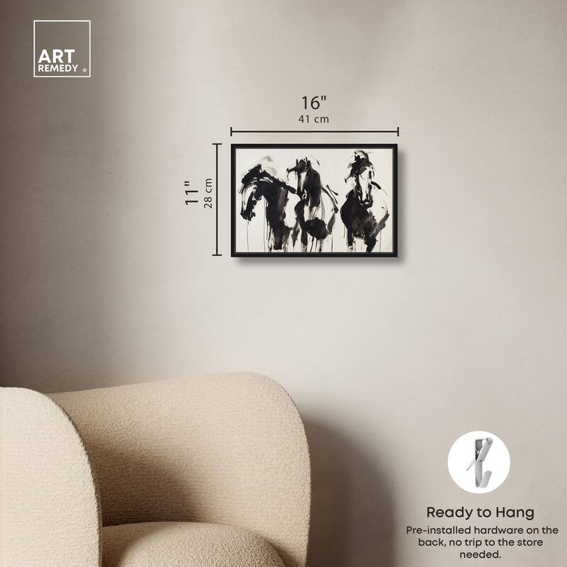 Horses in Ink Canvas by Art Remedy