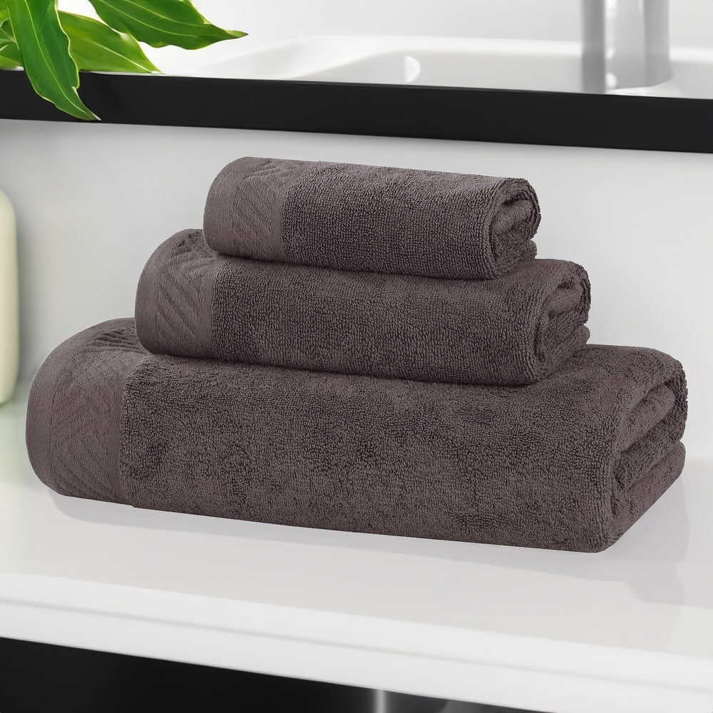 Superior Basketweave Egyptian Cotton Solid 3 Piece Assorted Towel Set