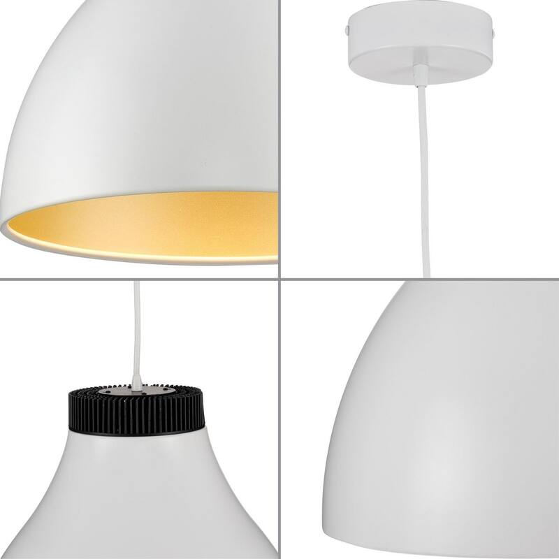Radian LED Collection Modern Satin White Metal Pendant - 10.6 in x 10.6 in x 10 in