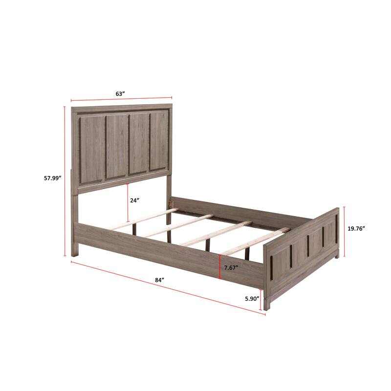 Contemporary Queen Panel Bed with Sleek Minimalist Design and Grey Oak Finish