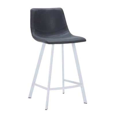 35-Inch Leather Counter Stool Padded Seat Stainless Steel Base and Footrest