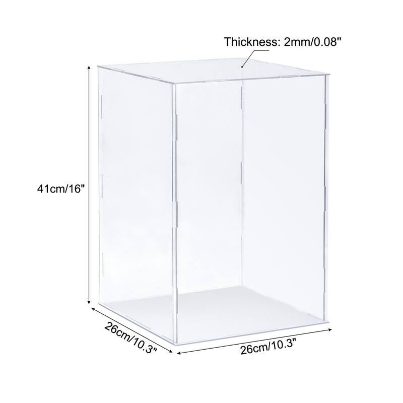 Display Case, Acrylic Box Assemble Dustproof Showcase for Collectibles - Clear - 9.8x9.8x15.7inch