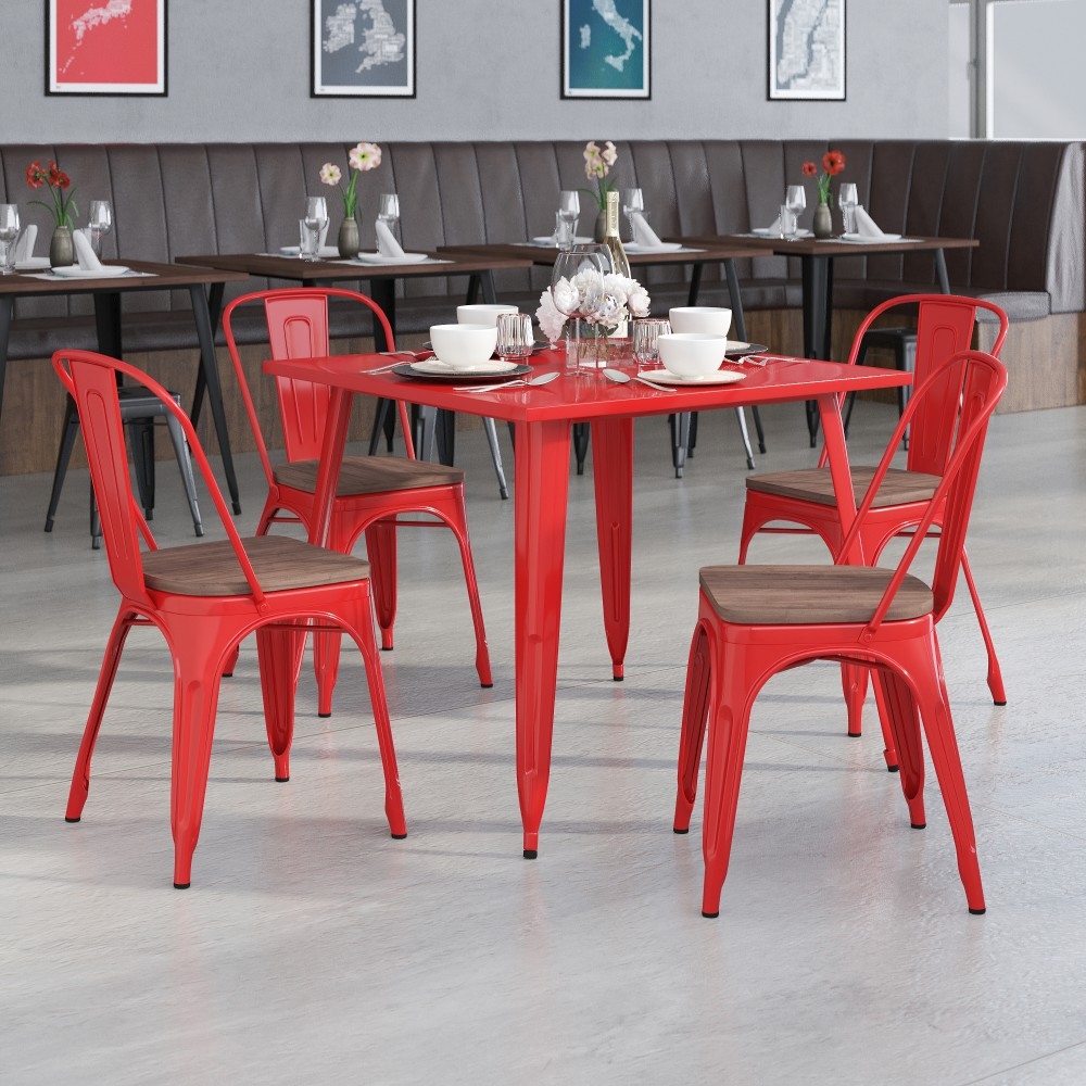 Red metal kitchen best sale chairs