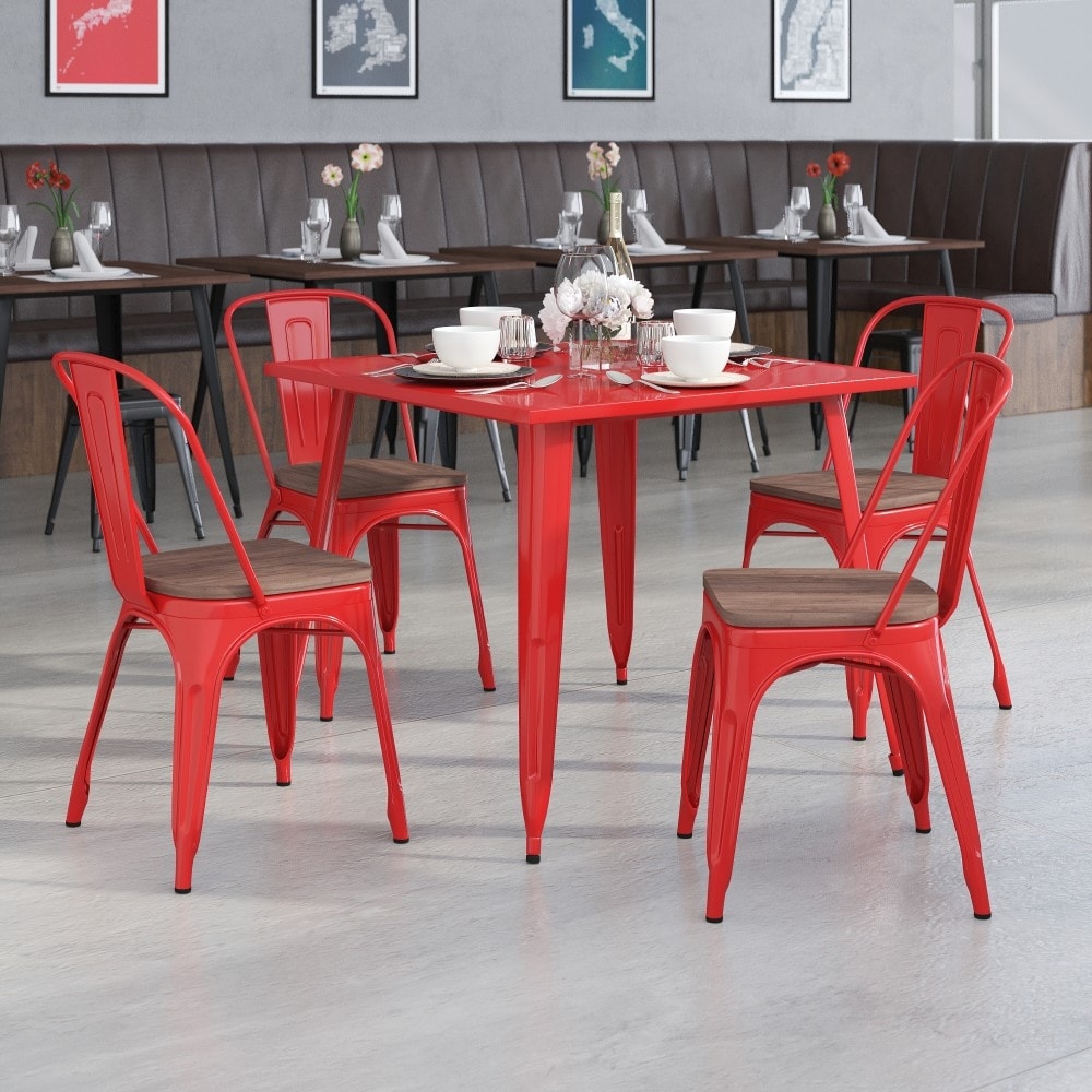 Red metal kitchen chairs shop
