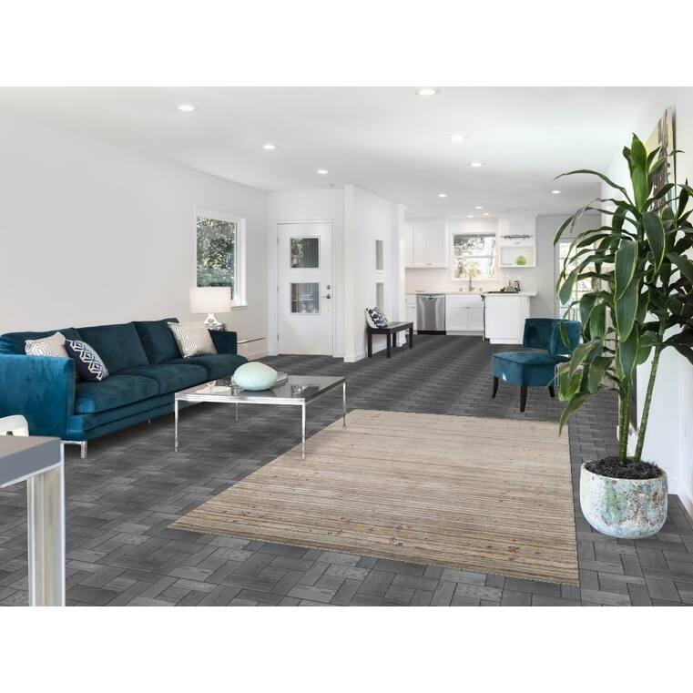 Striped Tribal Gabbeh Oriental Area Rug Handmade Wool Carpet - 4'11"x 7'11"