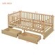 preview thumbnail 27 of 58, Twin Size Wood Daybed with Fence Guardrails and 2 Drawers, Split into Independent Floor Bed & Daybed