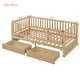 preview thumbnail 23 of 118, Wood Cribs Convertible Toddler Bed with Fence Guardrails and 2 Drawers Split into Independent Floor Bed and Daybed Slat Support