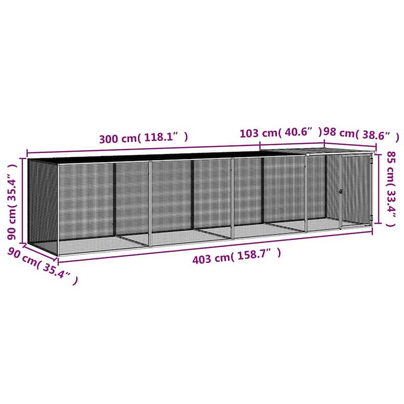 vidaXL Chicken Cage with Roof Light Gray/Anthracite multisize Galvanized Steel