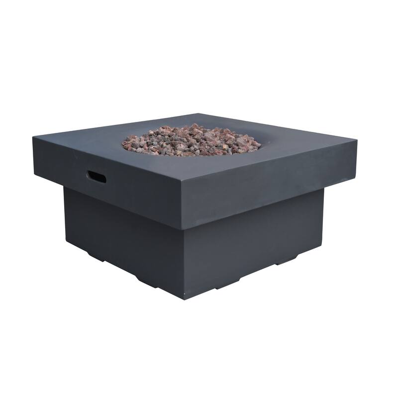 Modeno Branford 50,000 BTU Black Concrete Natural Gas Fire Table with Lava Rocks & Cover - 34.3 X 34.3 X 16.9