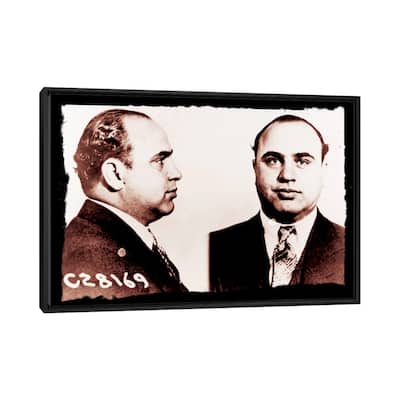 iCanvas "Alphonse Gabriel Al Capone Mugshot 2 - Chicago Gangster Outlaw" by Unknown Artist Framed Canvas Print