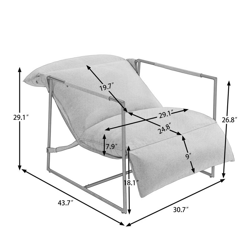Metal Sling Accent Chair Armchair with Adjustable Headrest