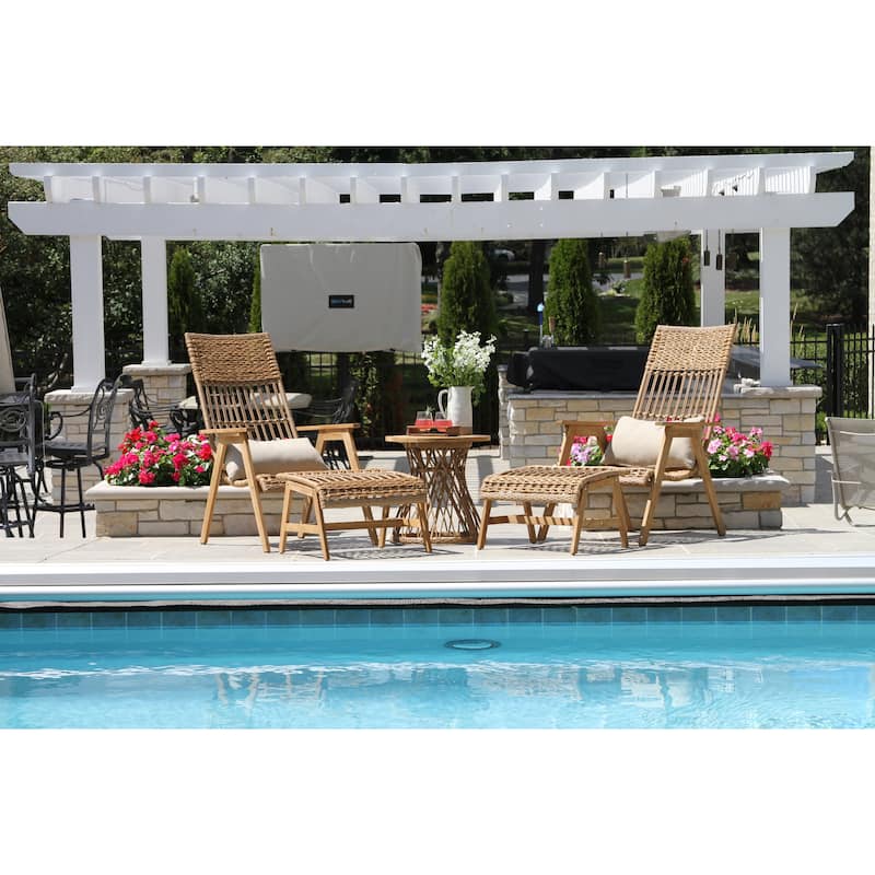 2 pc. Samera Teak & Bohemian Basket Loungers