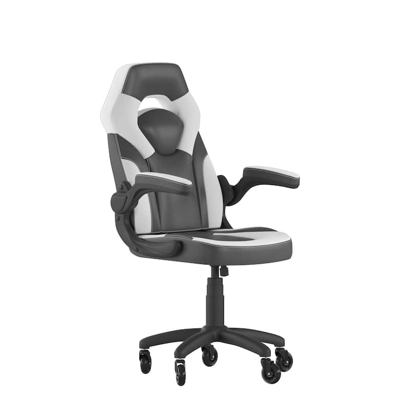 Office Gaming Chair with Skater Wheels & Flip Up Arms - LeatherSoft