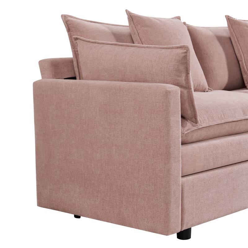 108.66"Chenille L-shaped Sectional Sofa with Convertible Chaise,Comfy Cloud Couch Deep Sectional Sofa with Ottomans