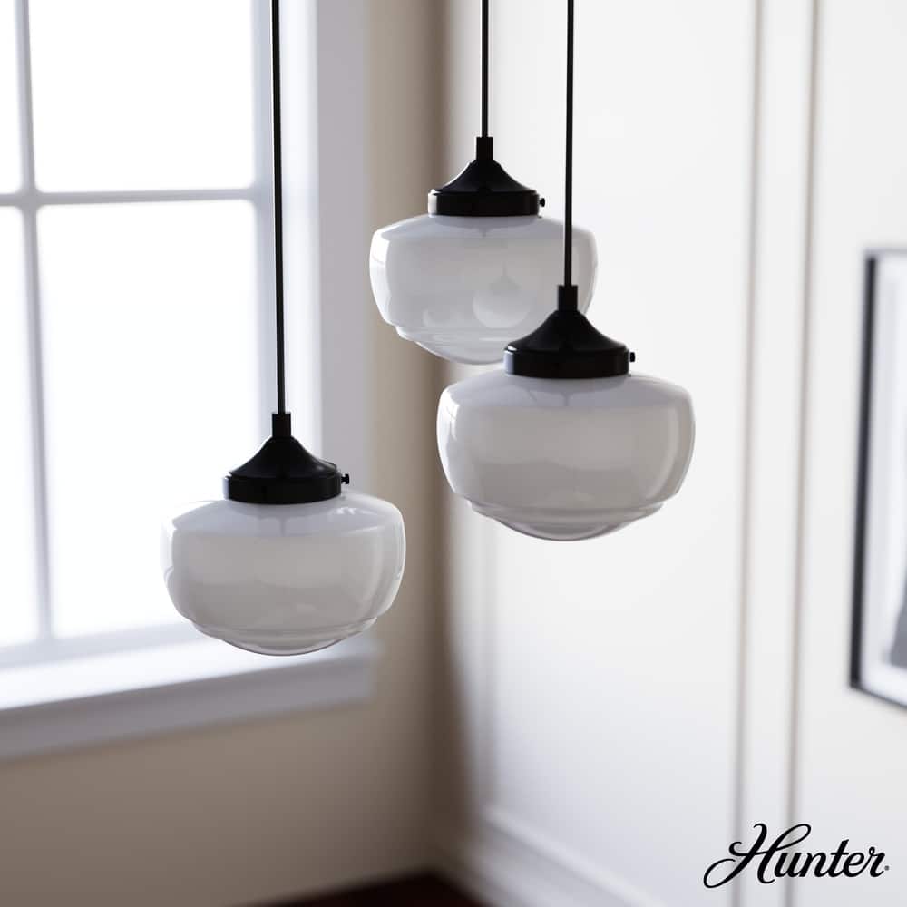 Hunter Saddle Creek 3-Light Vintage Schoolhouse Cluster Hanging Ceiling Light - Entry, Kitchen Table - Transitional