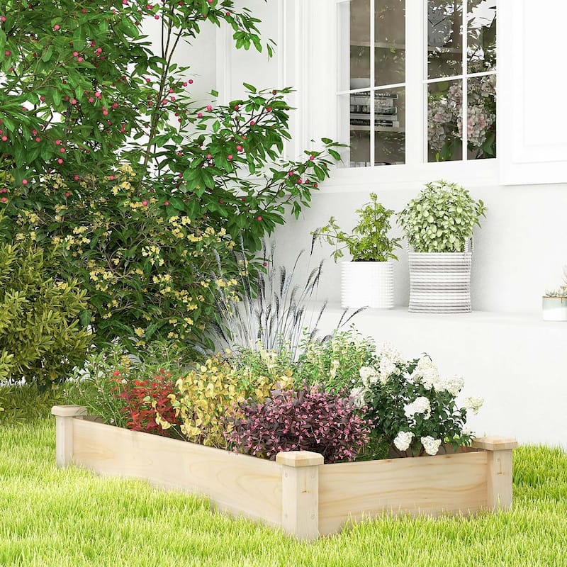 Wooden Raised Garden Bed Rectangular Planter Box Elevated Planting Bed