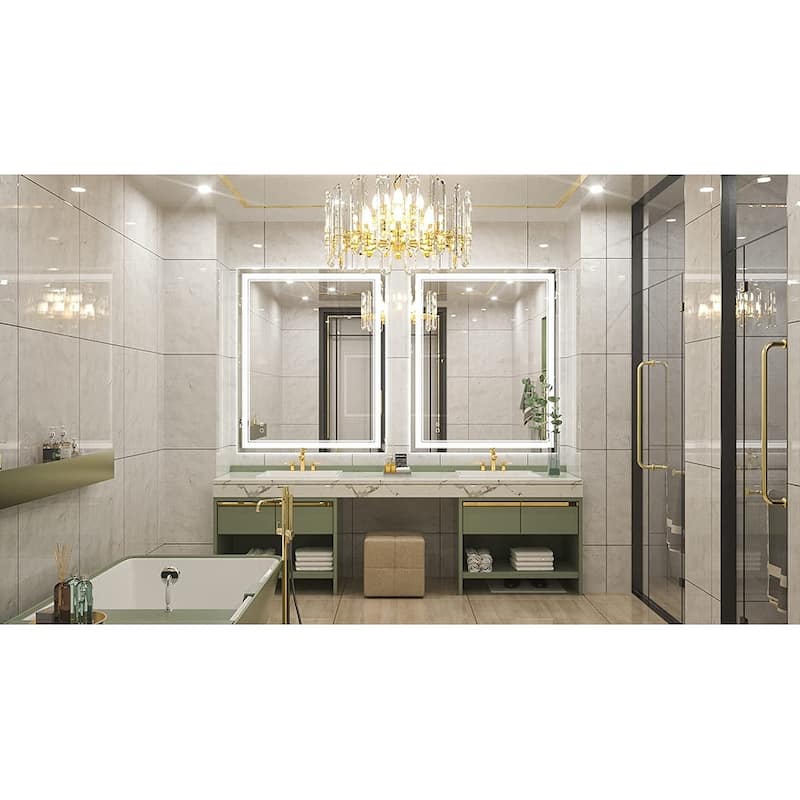 KEONJINN LED Bathroom Vanity Mirror, Wall Mounted Anti-Fog Dimmable Mirror