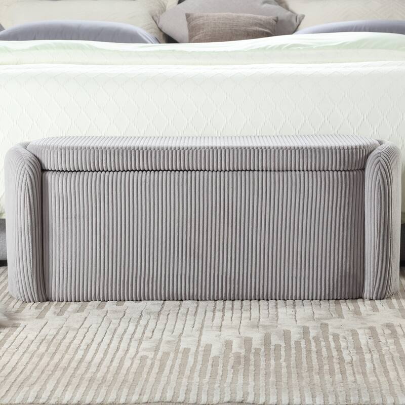 Entryway Upholstered Fabric Storage Ottoman