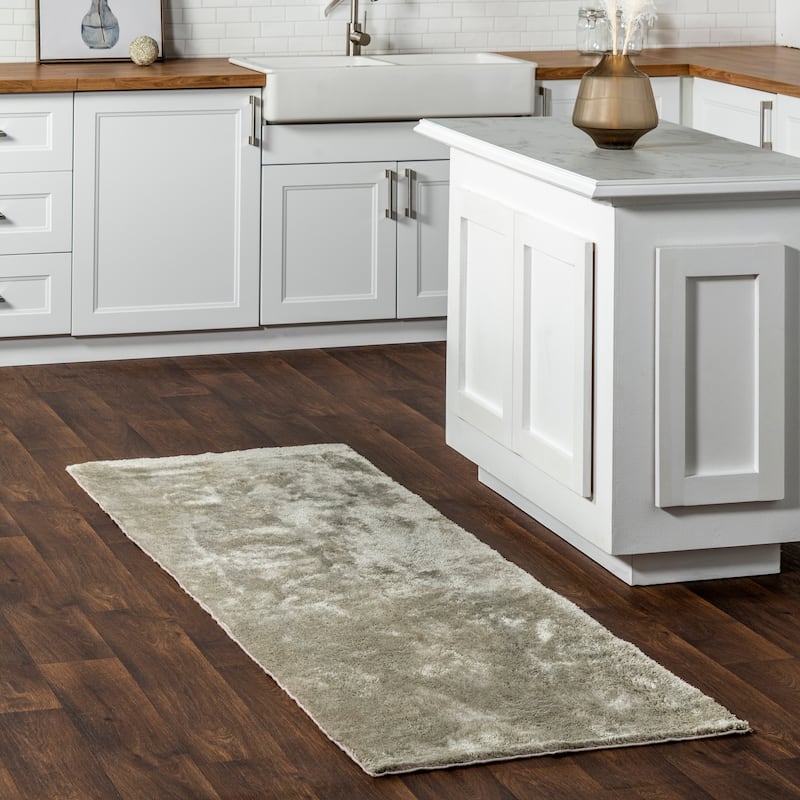 Nuloom Loni SuperiorWash Solid Machine Washable Shag Area Rug - 2' 6" x 8' - Beige - Runner