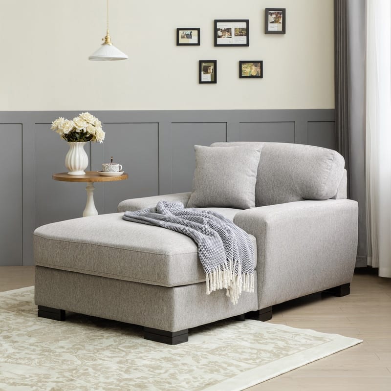 Modern Velvet Oversize Chaise Lounger Chair Sleeper Sofa with Pillow ...