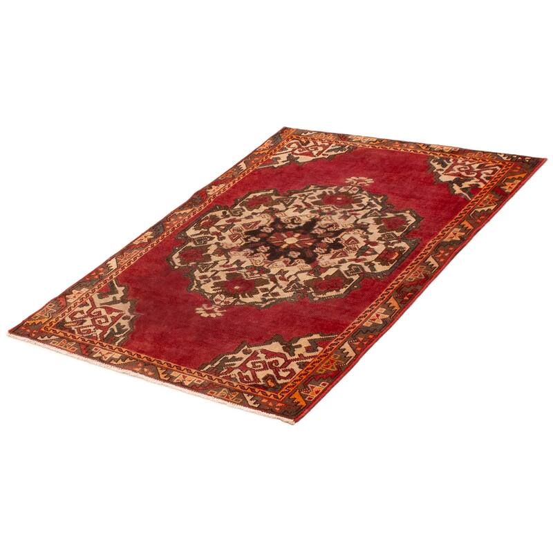 ECARPETGALLERY Hand-knotted Anadol Red Wool Rug - 4'2 x 6'3