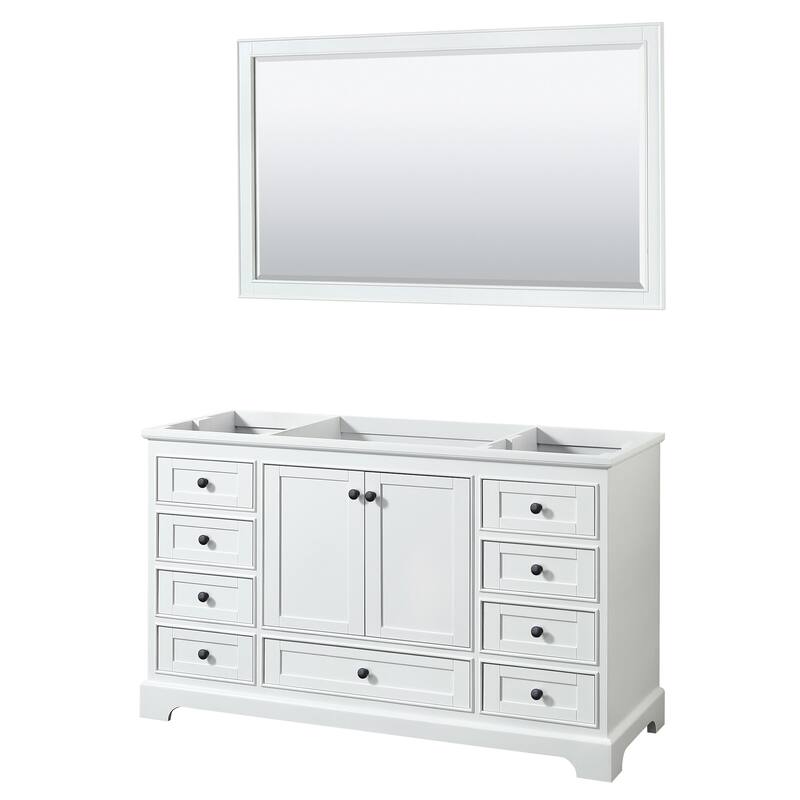 Wyndham Collection Deborah 59-1/4" Free Standing Single Wood Vanity - White / Matte Black Hardware