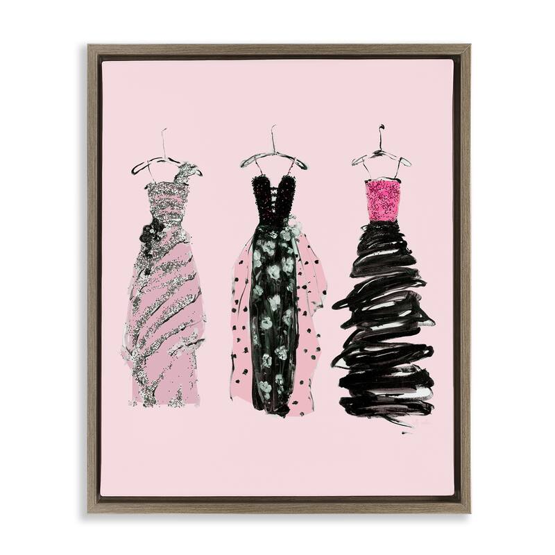Stupell Abstract Fashion Gowns Framed Floater Canvas Wall Art Design By Sally Swatland - 17 x 21 - Brown