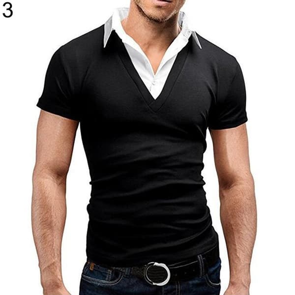 Fashion Men Short Sleeve Polo Shirt Turn Down Collar Slim Fake Two Piece T Shirt Overstock 27163463 Popular new in price most reviews. usd