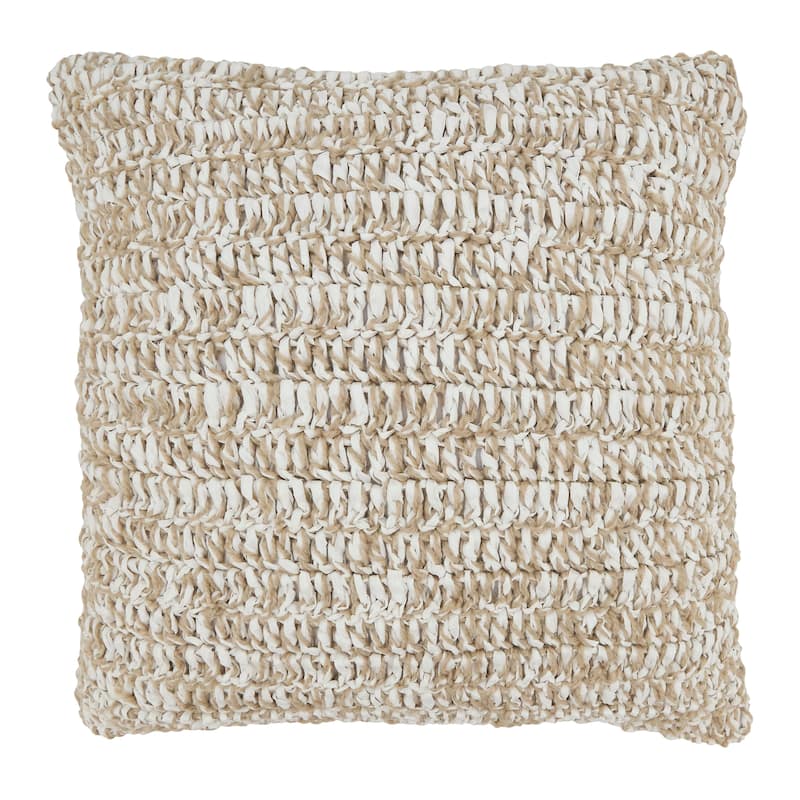 Outdoor Zen Raffia Poly Filled Throw Pillow - 18"x18" - Polyester - Natural