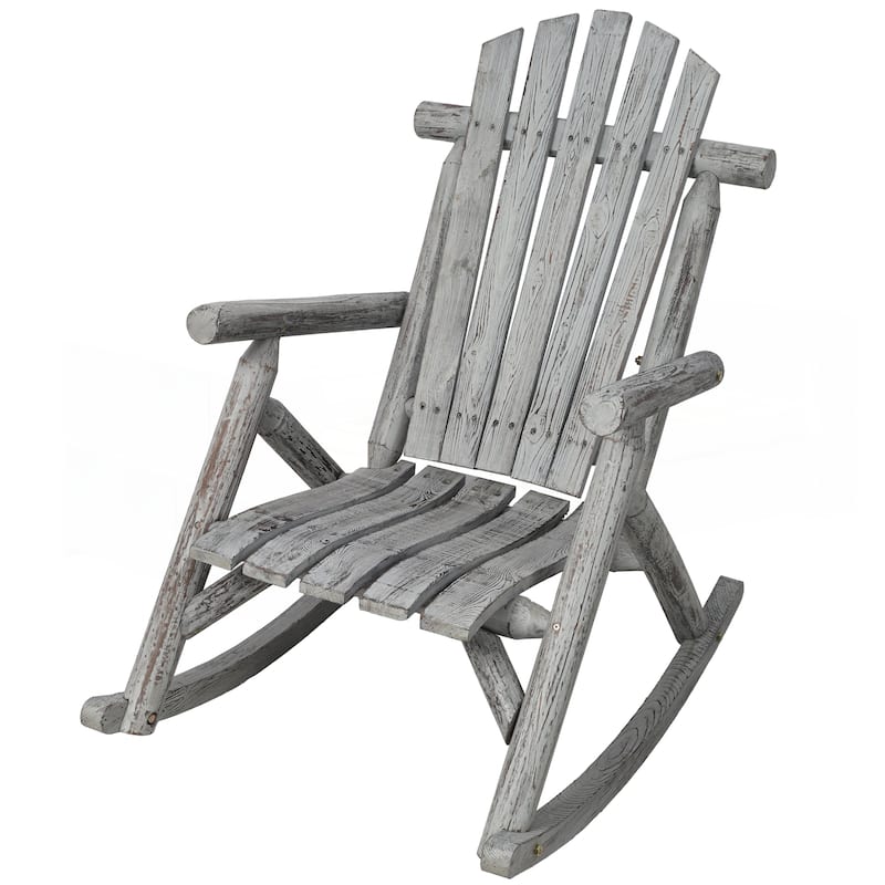 Durable Wooden Porch Rocker Chair - Light Gray