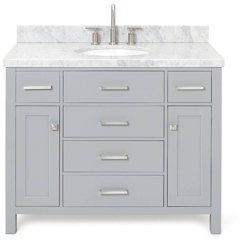 Ariel H043SCWOVO Bristol 43" Free Standing Single Oval Basin Vanity - Grey - Ash Finish