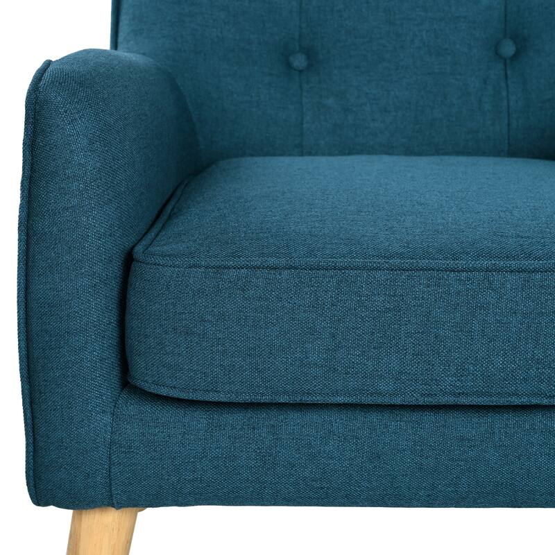 Mid-Century Chair with Wood Legs & Tufted Back