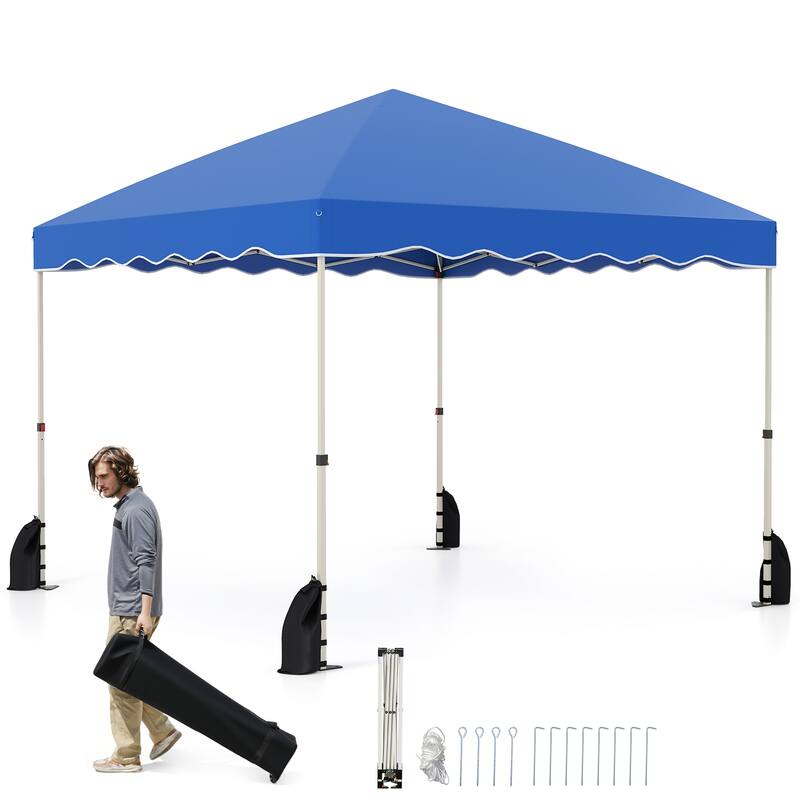 Gymax 10 X 10 FT Pop up Canopy Tent Portable Foldable Patio Shelter w/ - Blue