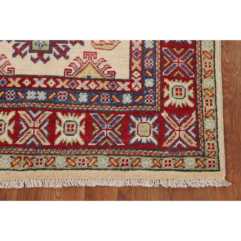 Kazak Foyer Rug Hand-Knotted Wool Carpet - 3'2" x 5'2"
