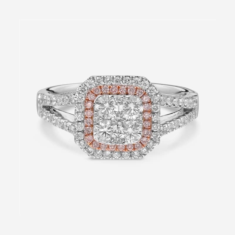 Gregg Ruth 14K Gold, White Diamond and Pink Diamond Engagement Ring Sz. 6.75