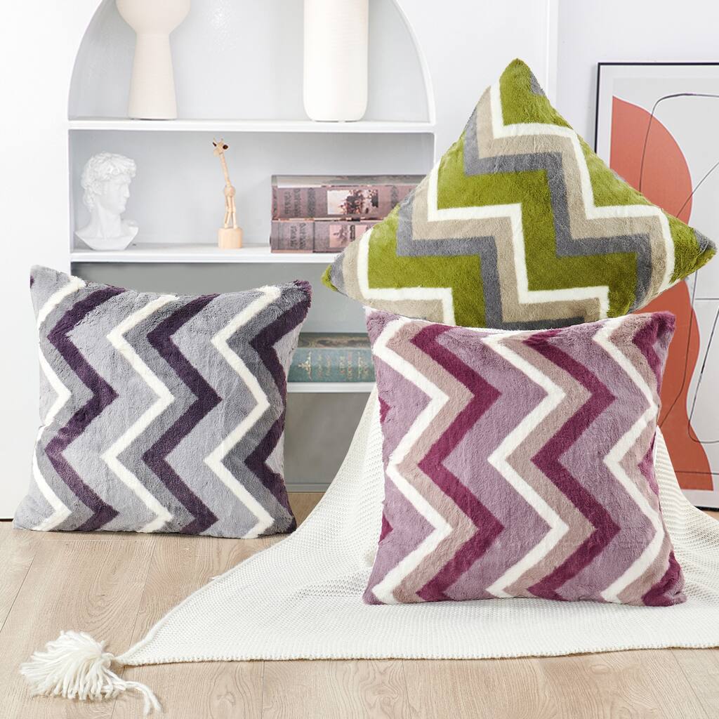 FauxFur Chevron Pillow Shell 2 Piece Set, NO INSERT