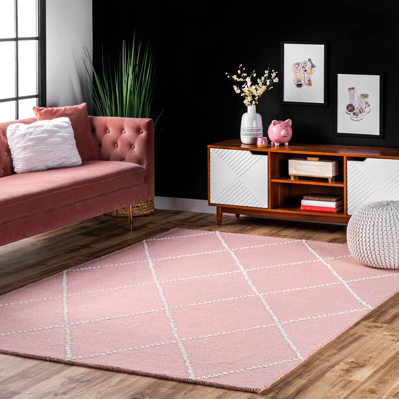 Nuloom Handmade Dotted Trellis Wool Kids Nursery Rug