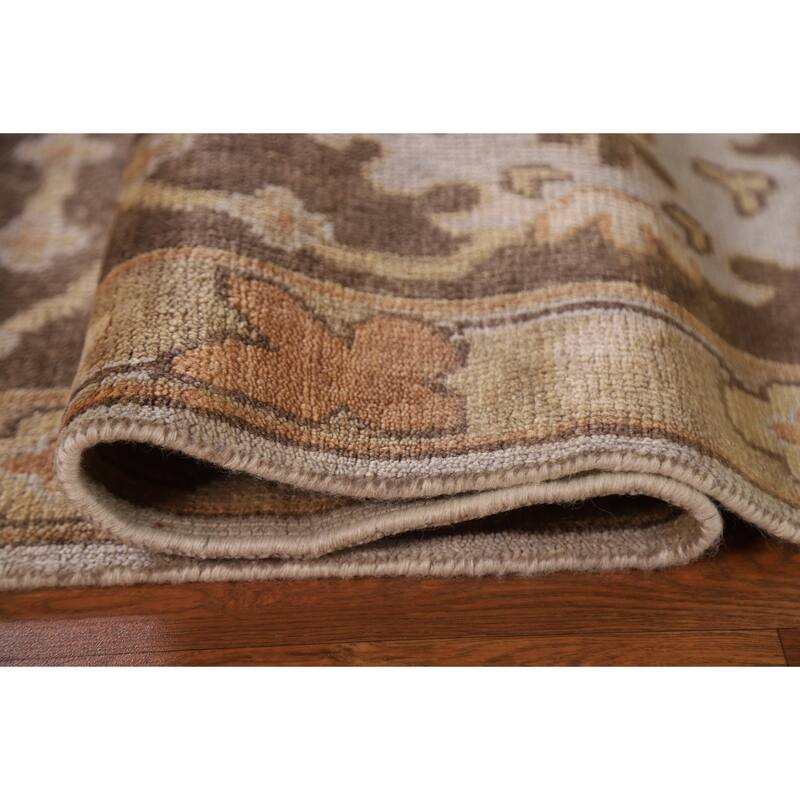 Hand Knotted Oriental 100% Wool Carpet Transitional Geometric Greys & Charcoal Oushak Area Rug - 11' 10'' X 9' 0''