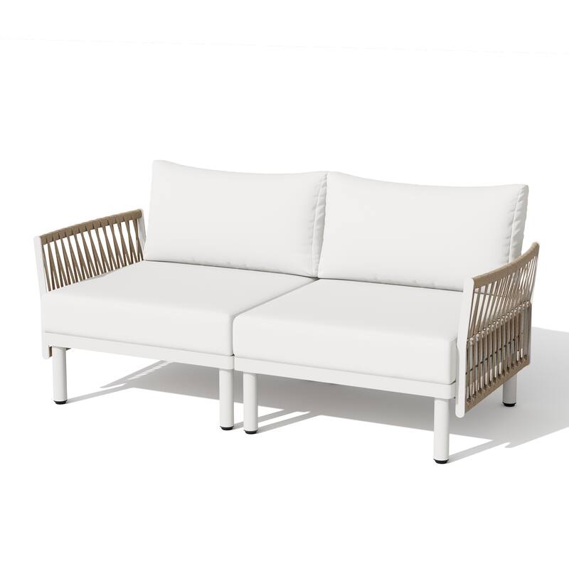 Outdoor Patio Aluminum PE Rattan Free Combination Sectional Sofa Conversation Seating Set