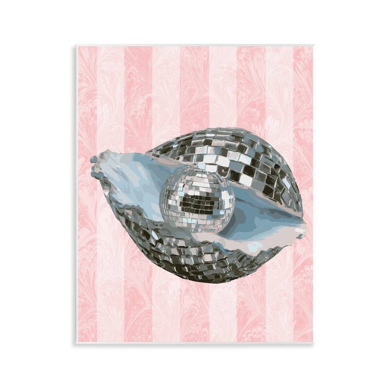 Stupell Disco Oyster on Stripes Wall Plaque Art Design By Lil' Rue - 11 x 14