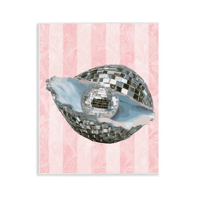 Stupell Disco Oyster on Stripes Wall Plaque Art Design By Lil' Rue