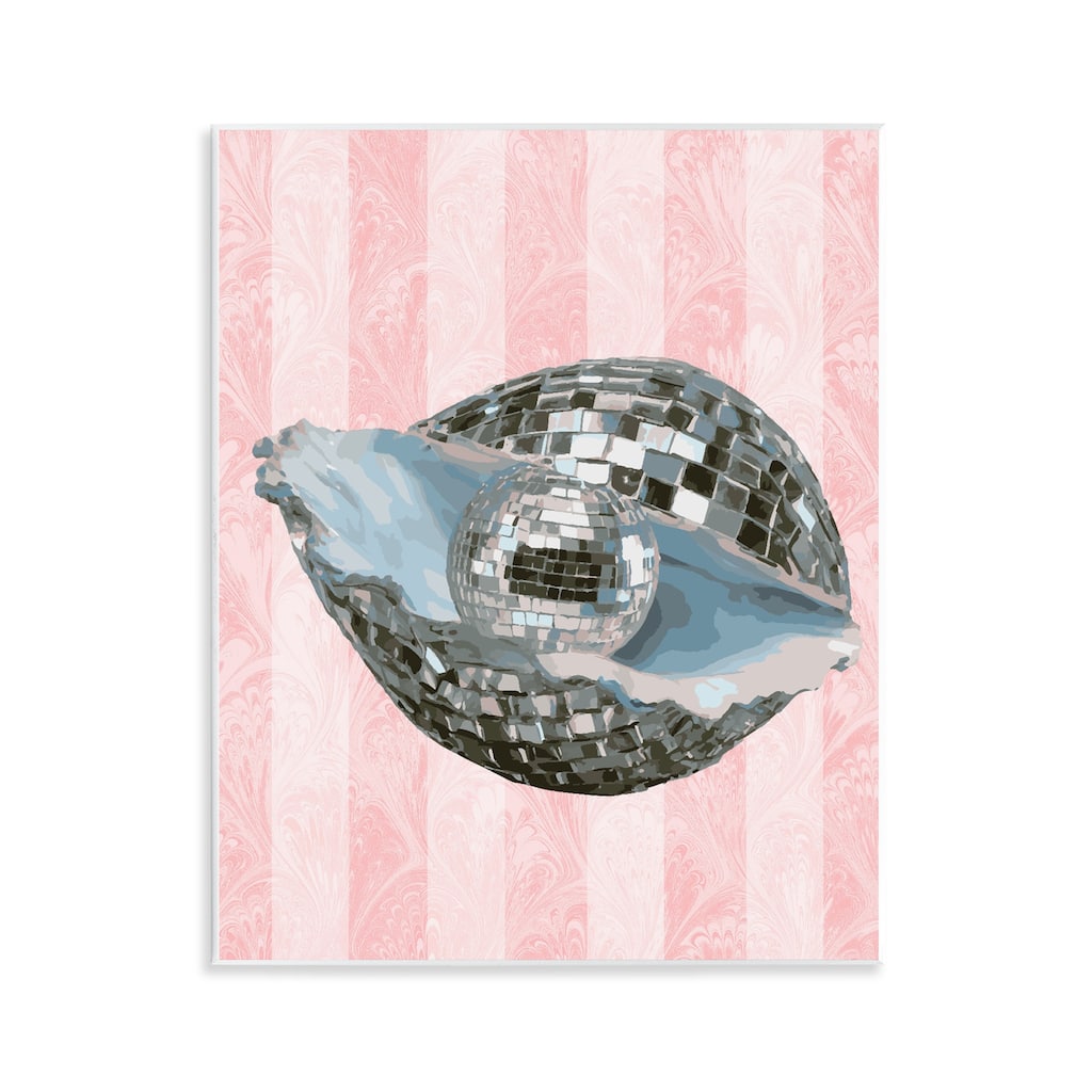 Stupell Disco Oyster on Stripes Wall Plaque Art Design By Lil' Rue