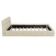 preview thumbnail 7 of 7, Beige Queen Size Grounded Bed Solid Wood Slat Support Low-Profile Platform Frame Edge Thick Fabric Frame Futon Headboard