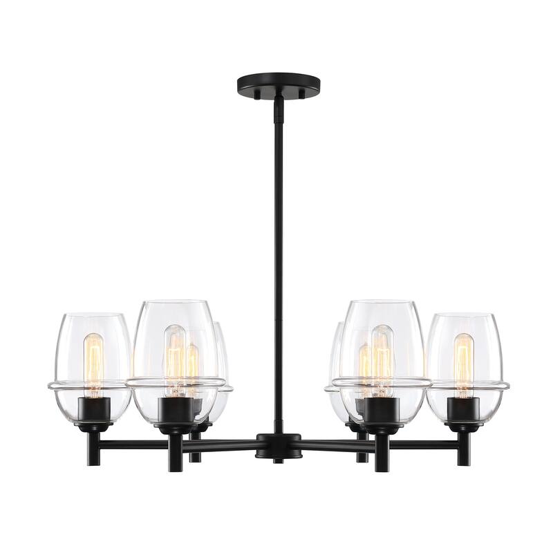 Summer Jazz 6-Light Matte Black Transitional Shaded Chandelier for Dining Rooms - 28