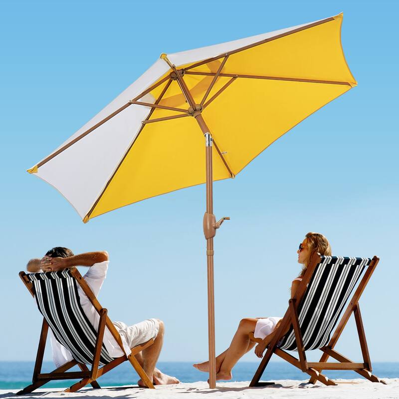 Ainfox Patio Umbrella Without Base for Garden Patio - 7.5ft-Yellow/White