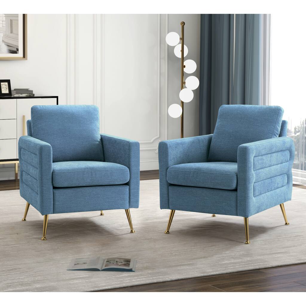 Moya Comfy Armchair with Golden Legs Set of 2