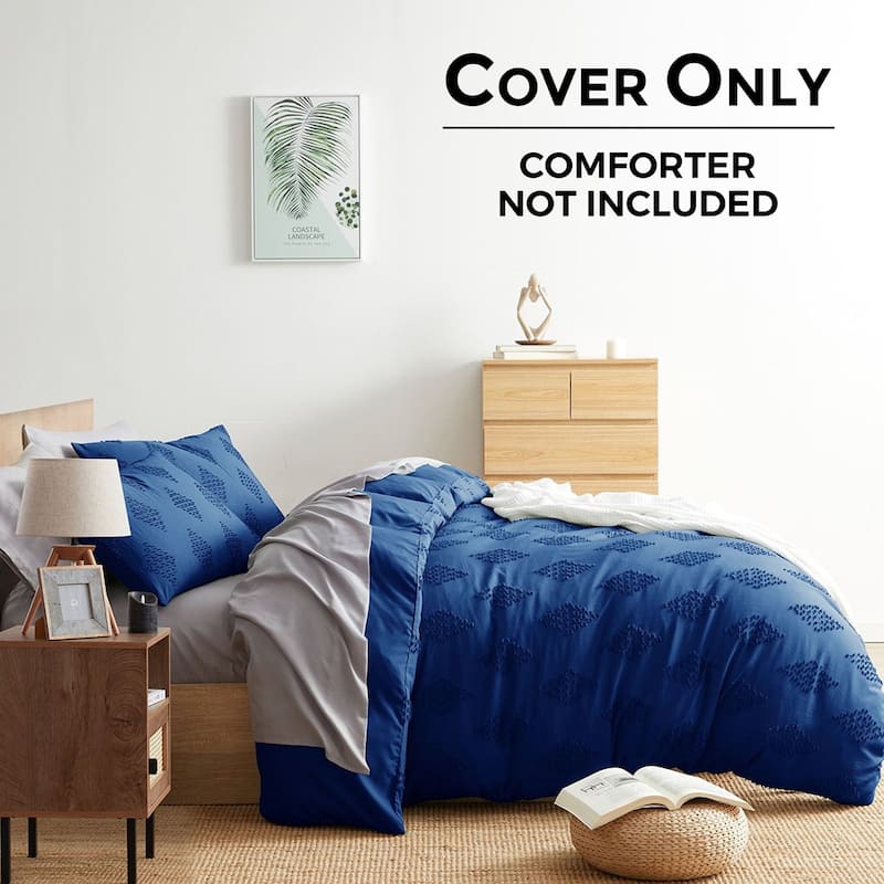 Nestl Boho Tufted Embroidery Double Brushed Duvet Cover with Button Closure