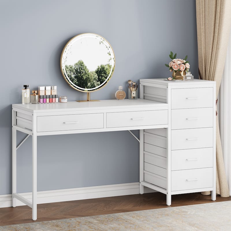 Modern Makeup Vanity Desk Dressing Table with Reversible Drawers (Without Mirror)